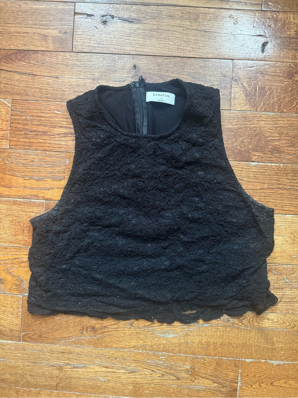 Aritzia Babaton Black Lace Cropped Tank